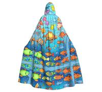 YYHWHJDE La cape à capuche pour adulte avec imprimé tortue et poisson est un poncho à capuche super grand, confortable et durable pour Halloween