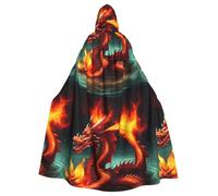 YYHWHJDE La cape à capuche pour adulte du Roi Dragon dans le feu est un poncho à capuche super grand, confortable et durable pour Halloween