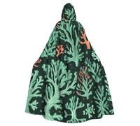 YYHWHJDE La cape à capuche pour adulte Green Coral Prints est un poncho à capuche super grand, confortable et durable pour Halloween