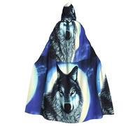YYHWHJDE La cape à capuche pour adulte imprimée loup sous la lune est un poncho à capuche super grand, confortable et durable pour Halloween