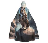 YYHWHJDE La cape à capuche pour adulte imprimée Owl On The Rocks est un poncho à capuche super grand, confortable et durable pour Halloween