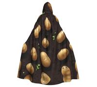 YYHWHJDE La cape à capuche pour adulte imprimée pommes de terre dans le sol est un poncho à capuche super grand, confortable et durable pour Halloween