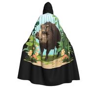 YYHWHJDE La cape à capuche pour adulte imprimée sanglier dans le jardin est un poncho à capuche super grand, confortable et durable pour Halloween