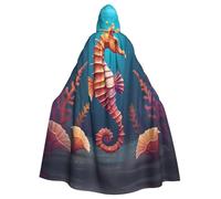 YYHWHJDE La cape à capuche pour adulte motif hippocampe est un poncho à capuche super grand, confortable et durable pour Halloween