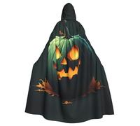 YYHWHJDE La cape à capuche verte pour adulte avec imprimé citrouille d'Halloween est un poncho à capuche super grand, confortable et durable pour Halloween