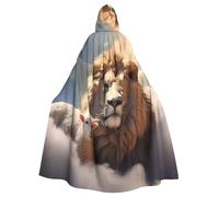 YYHWHJDE Lamb With A Lion On The Clouds Prints Halloween Adulte Cape à capuche Vêtements pour hommes et femmes Manteau Jeu de rôle
