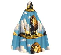 YYHWHJDE Lamb With A Lion On The Clouds Prints Halloween Adulte Cape à capuche Vêtements pour hommes et femmes Manteau Jeu de rôle