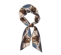YYHWHJDE Lamb With A Lion On The Clouds Prints Long Strip Silk Scarf For Women Soft and Smooth Strip, Handbag Accessories