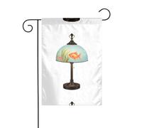 YYHWHJDE Lampe de table en forme de poisson avec mât de drapeau de jardin, décoration de cour extérieure double face, 30,5 x 45,7 cm