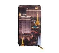 YYHWHJDE Las Vegas Night City Picture Portefeuille long en cuir de qualité conçu pour les filles et les femmes tendance 19 x 10,5 cm, Noir , Taille unique