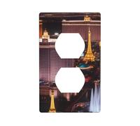YYHWHJDE Las Vegas Panneau mural à double prise murale Motif ville nocturne Décoration durable 11,4 x 7 cm
