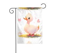 YYHWHJDE Le gentil petit canard blanc à motif de mât de drapeau de jardin extérieur décoration de cour double face 30,5 x 45,7 cm