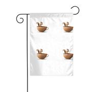 YYHWHJDE Le petit écureuil dans la tasse tournante Motif mât de drapeau extérieur décoration de cour double face 30,5 x 45,7 cm