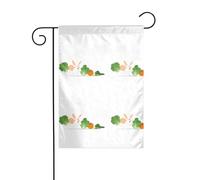 YYHWHJDE Le petit lapin coloré tirant le chou motif mât de drapeau de jardin, décoration de cour extérieure double face 30,5 x 45,7 cm