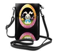 YYHWHJDE Le petit lapin dans le magnifique œuf de Pâques Picture Téléphone portable pour femme avec prépuce en cuir, étui à rabat en bandoulière, petite bandoulière réglable