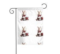 YYHWHJDE Le petit lapin jouant de la batterie motif mât de drapeau extérieur décoration de cour extérieure double face 30,5 x 45,7 cm