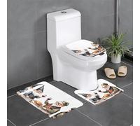 YYHWHJDE Leisure Time Lot de 3 tapis antidérapants rectangulaires en forme de U et en forme de O pour toilettes, coiffeuse et baignoire 61 x 40,6 cm