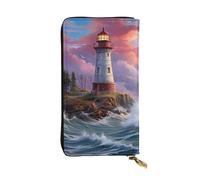 YYHWHJDE Lighthouse Diamond Painting Prints Portefeuille long en cuir conçu pour les filles et les femmes tendance élégant et personnalisé 19 x 10,5 cm, noir, taille unique, Noir , Taille unique