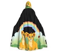 YYHWHJDE Lion Cubs Under The Rainbow Prints Halloween Cape à capuche pour adulte Vêtements pour homme et femme Manteau pour jeu de rôle