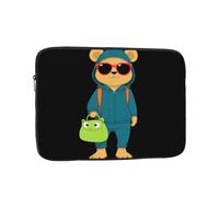 YYHWHJDE Little Bear in Sunglasses with a Frog Bag Picture Shockproof Portable Laptop Sleeve Case 10" for Men and Women Business Travel School and Office Daily Use