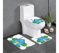 YYHWHJDE Little Blue House Lot de 3 tapis de sol antidérapants à séchage rapide pour salle de bain