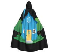 YYHWHJDE Little Blue House Picture Cape à capuche pour adulte avec nœud papillon, sans fermeture éclair