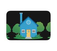 YYHWHJDE Little Blue House Picture Tapis de sol antidérapant et épais lavable pour salle de bain, chambre à coucher, 40,6 x 61 cm