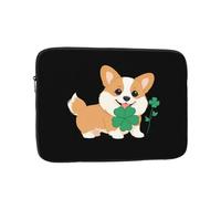 YYHWHJDE Little Corgi Holding a Clover - Housse de protection antichoc pour ordinateur portable de 12" - Pour homme et femme, voyage d'affaires, bureau et usage quotidien