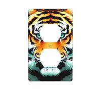 YYHWHJDE Little Fat Tiger Tête de tigre Panneau mural double prise murale Plaque décorative résistante à la chaleur 11,4 x 7 cm