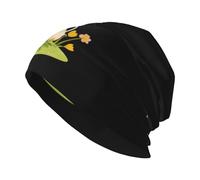 YYHWHJDE Little Flower Rabbit Drinking Tea Prints Bonnet tricoté pour adulte pour la vie quotidienne, la maison, les sorties, noir