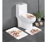YYHWHJDE Little Fox on a Ride Lot de 3 tapis de sol pour salle de bain, tapis de douche, antidérapant, séchage rapide