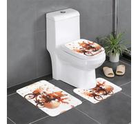 YYHWHJDE Little Fox Riding a Bicycle Picture Lot de 3 tapis de sol pour salle de bain Tapis de douche antidérapant à séchage rapide