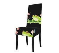 YYHWHJDE Little Frog in the Floral Housse de protection pour chaise de salle à manger - Doux, confortable, infroissable élastique, s'adapte à la plupart des chaises sans accoudoirs