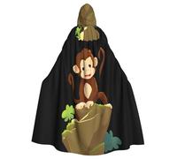 YYHWHJDE Little Monkey Climbing The Mountain Prints Halloween Cape à capuche pour homme et femme