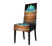 YYHWHJDE Little Monster in the Barrel Housse de protection pour chaise de salle à manger - Doux, confortable, infroissable, élastique, s'adapte à la plupart des chaises sans accoudoirs