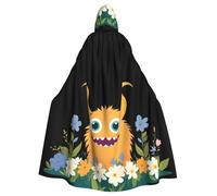 YYHWHJDE Little Monster In The Flowers Pattern Halloween Cape à capuche pour adulte - Très grande cape à capuche sans fermeture éclair