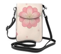 YYHWHJDE Little Pink Cherry Blossoms Picture Téléphone portable pour femme avec prépuce en cuir et bandoulière réglable