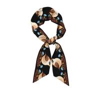 YYHWHJDE Little Sparrow In The Flowerbed Prints Écharpe longue bande en soie pour femme, bande douce et lisse, accessoires de sac à main