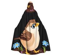YYHWHJDE Little Sparrow In The Flowerbed Prints Halloween Cape à capuche pour adulte Vêtements pour homme et femme Manteau pour jeu de rôle