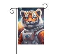YYHWHJDE Little Tiger in Space Prints Mât de drapeau de jardin extérieur Décoration de cour 30,5 x 45,7 cm
