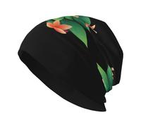 YYHWHJDE Little Turtle in The Petals Prints Bonnet tricoté élastique chaud pour homme et femme Noir