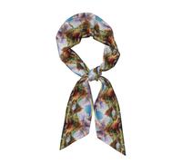 YYHWHJDE Little World Under The Rainbow Prints Écharpe longue bande en soie pour femme, bande douce et lisse, accessoires de sac à main
