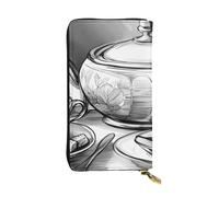 YYHWHJDE Long portefeuille en cuir de qualité avec impression « Sweet Afternoon Tea » - Pour filles et femmes - Élégant - 19 x 10,5 cm, Noir , Taille unique
