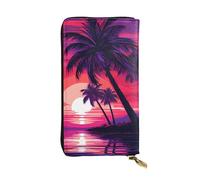 YYHWHJDE Long portefeuille en cuir imprimé Palm Tree Purple Sunset - Conçu pour les filles et les femmes tendance - Élégant et personnalisé - 19 x 10,5 cm - Noir - Taille unique, Noir , Taille unique