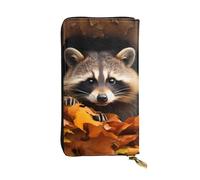 YYHWHJDE Long portefeuille en cuir imprimé raton laveur dans le trou d'arbre d'automne conçu pour les filles et les femmes tendance, élégant et personnalisé 19 x 10,5 cm, noir, taille unique, Noir ,