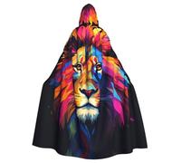 YYHWHJDE Longue cape à capuche pour adulte avec image de lion cool et dessin animé, convient aux hommes et aux femmes