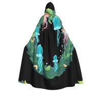 YYHWHJDE Longue cape à capuche pour adulte Motif méduse dans une couronne Convient pour homme et femme