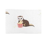Yyhwhjde Lot de 1 000 puzzles éducatifs éducatifs en bois pour soulager le stress du furet mangeant du popcorn