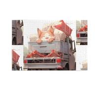 Yyhwhjde Lot de 1 000 puzzles éducatifs en bois avec petit chat orange faisant un tour éducatif et intellectuel en bois pour soulager le stress