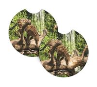 YYHWHJDE Lot de 2 dessous de verre Panther on Tree Trunk Waterfall Prints - Le cadeau idéal pour une pendaison de crémaillère pour les propriétaires de voitures - Couverture en néoprène de haute